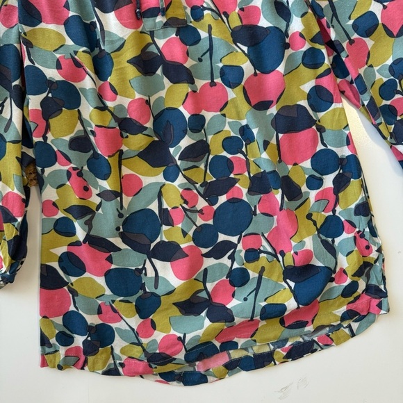Boden Womens Multicolor Floral Tie Neck Blouse‎ Top 3/4 Sleeve Sz 2 - Picture 4 of 10